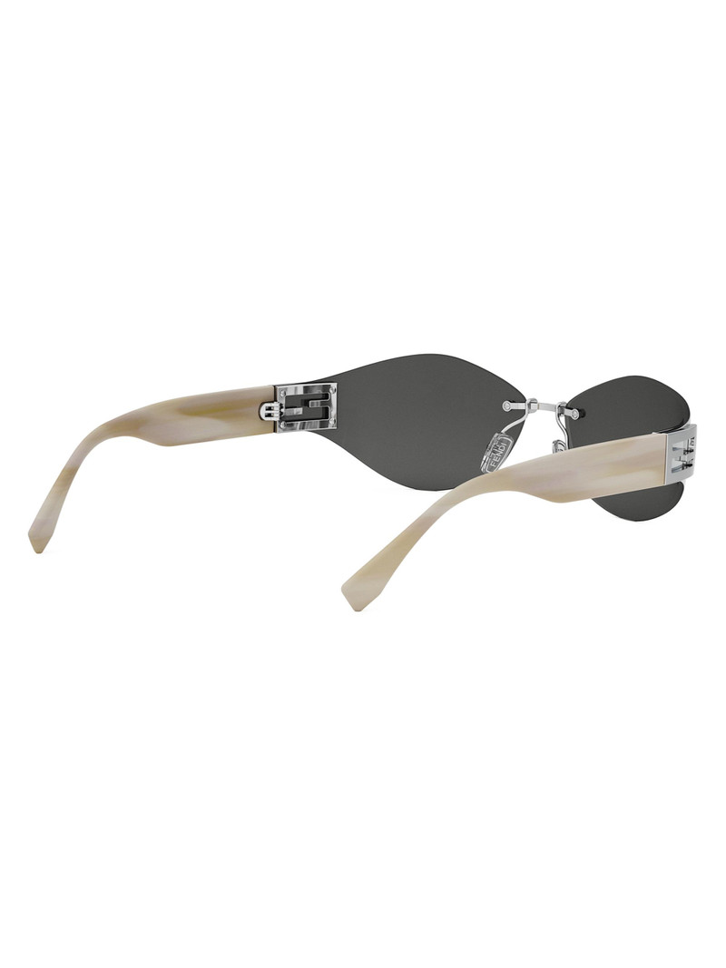 Women's Baguette 74MM Geometric Sunglasses - Offwhite Yellow Silver 6