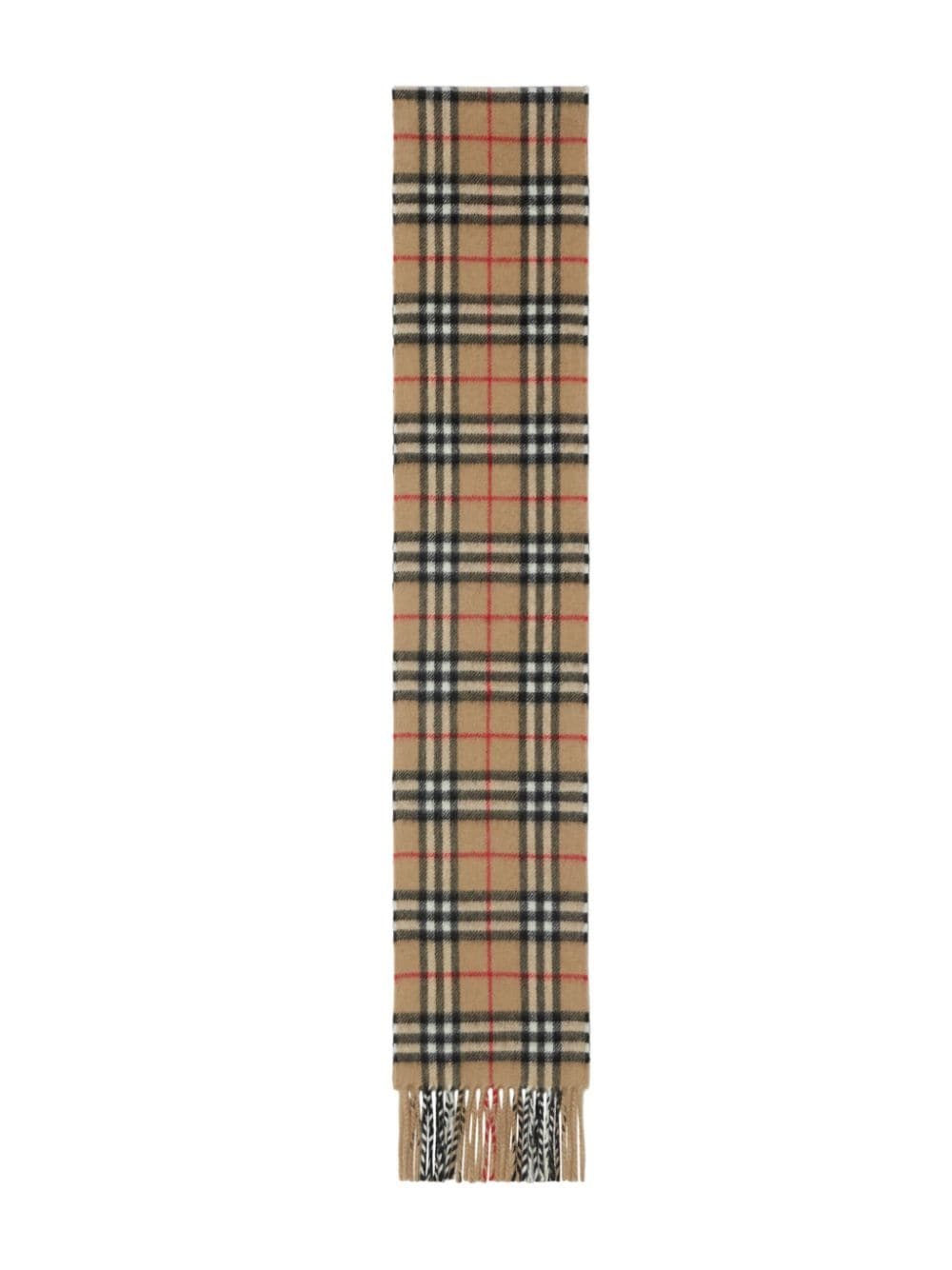 checkered fringed cashmere scarf - 3