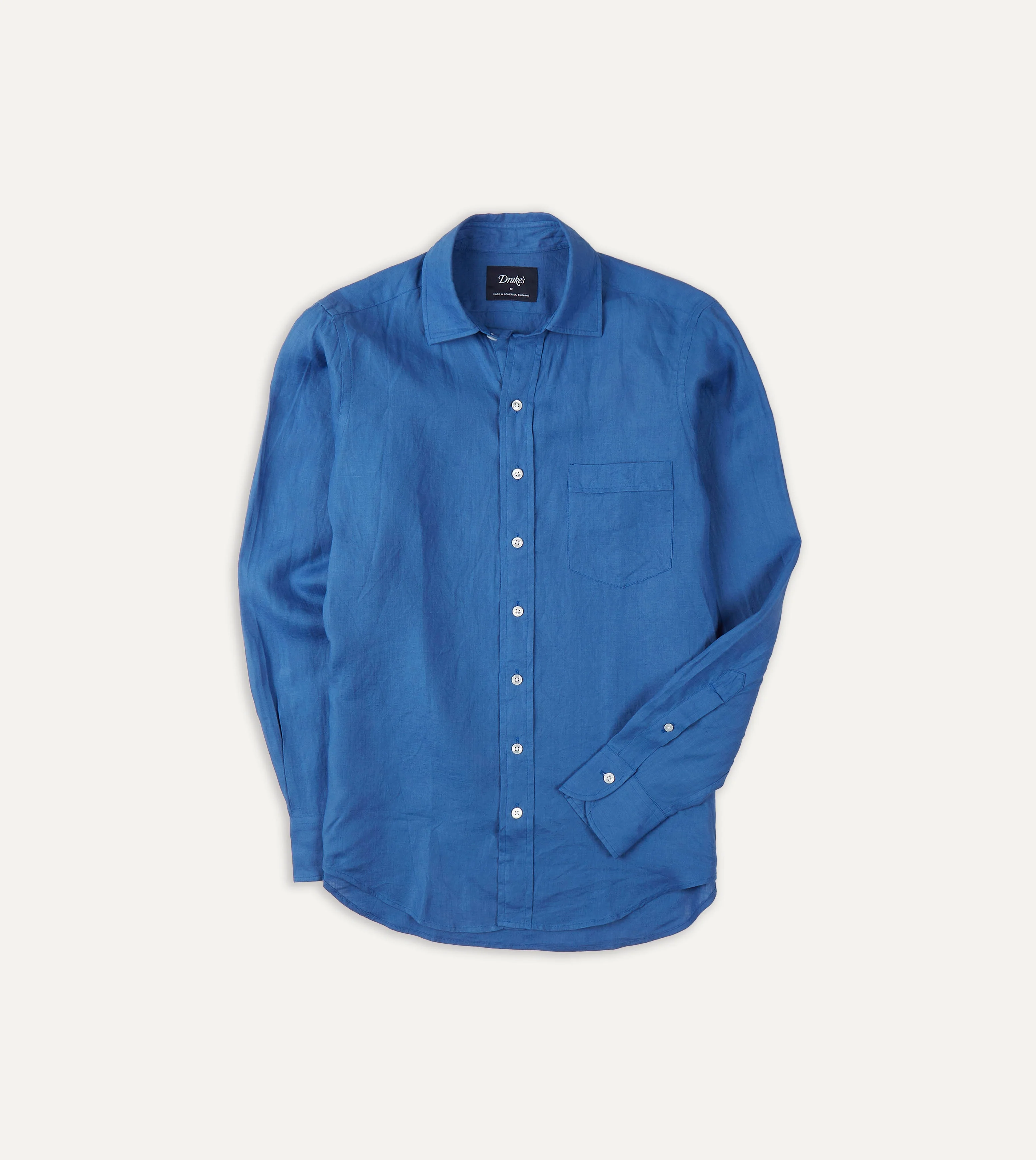 Bright Navy Linen Spread Collar - 1