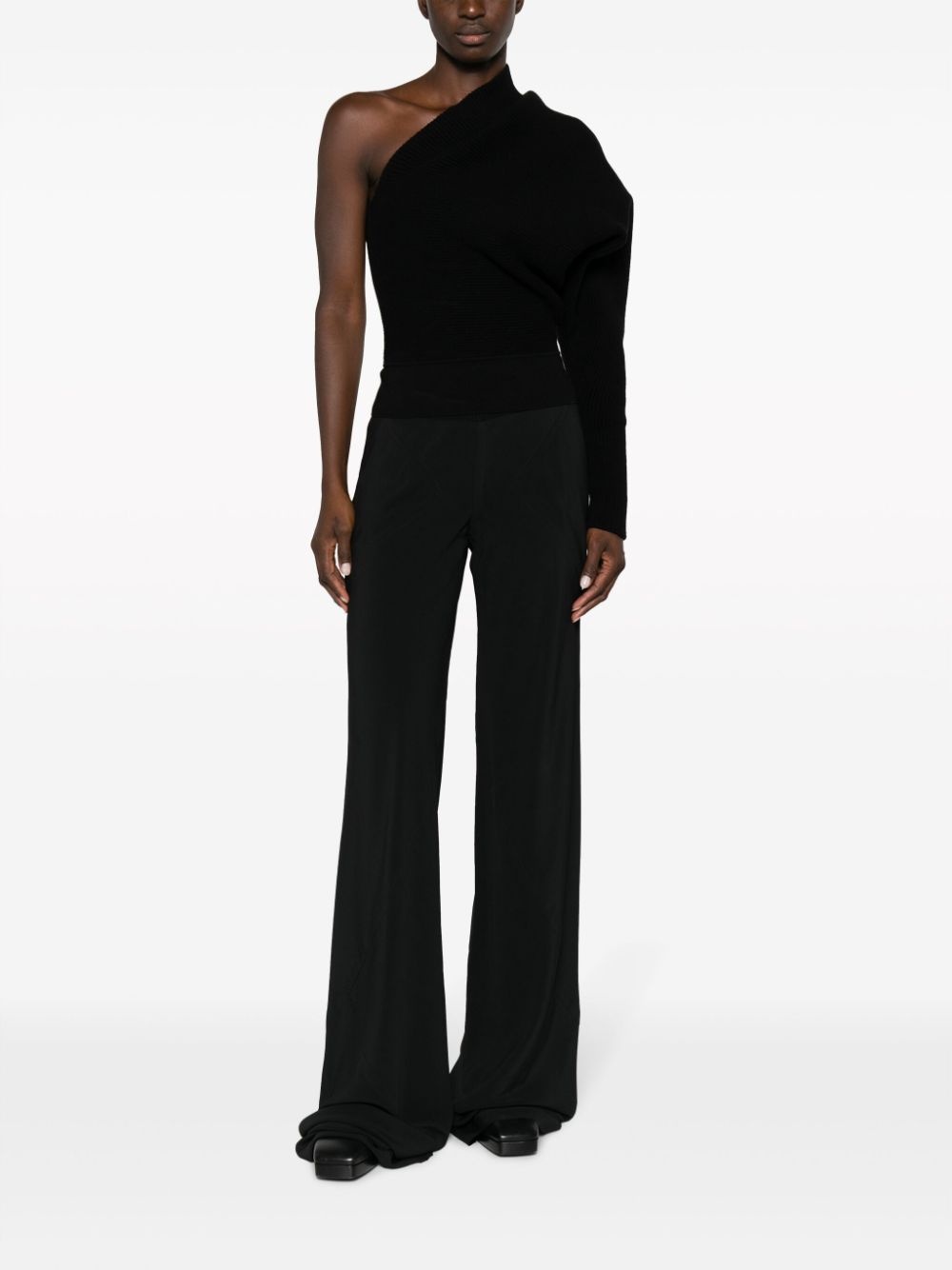 one-shoulder ribbed-knit jumper - 2