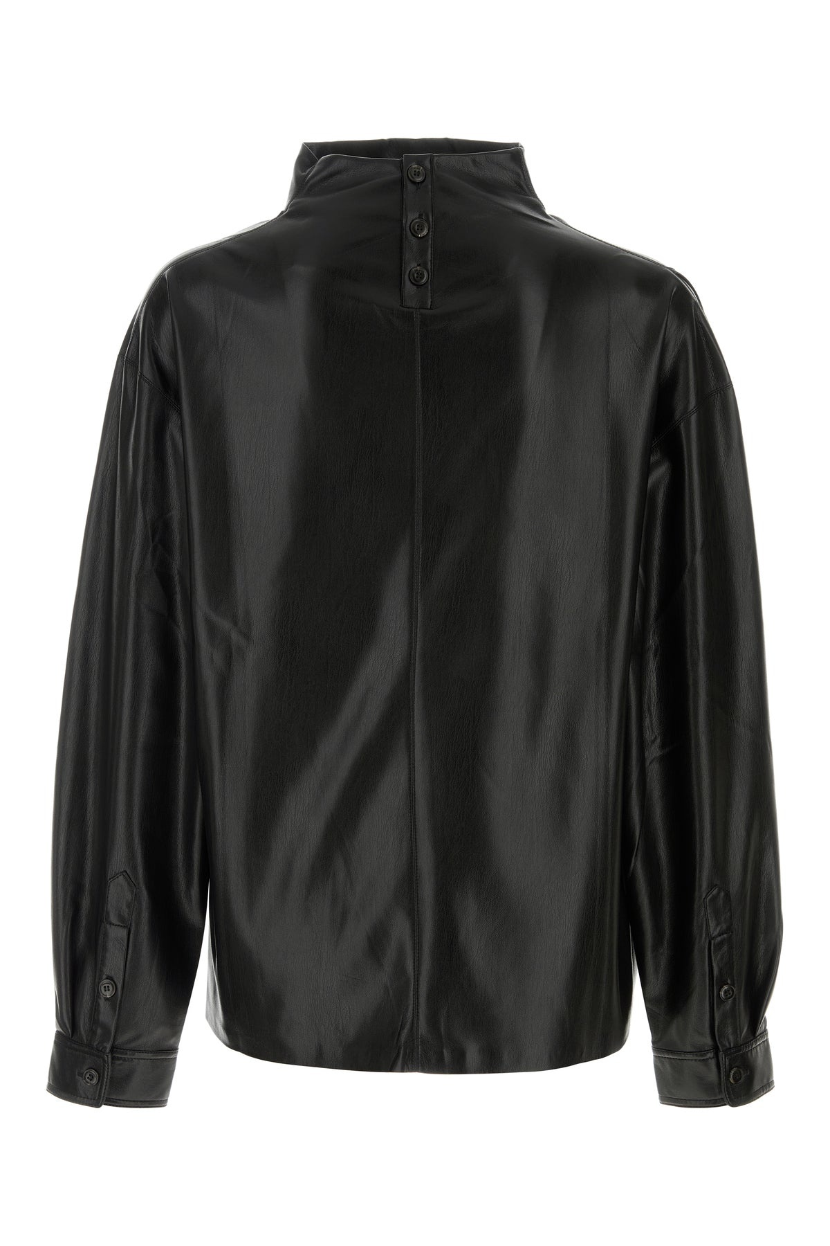 Black synthetic leather Mikael top - 2