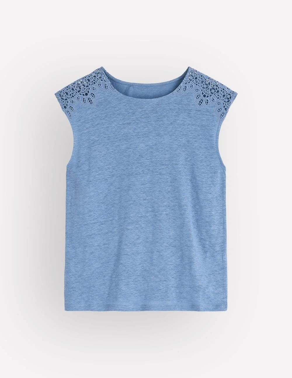 Tara Cutwork Linen Tee-Ashleigh Blue - 1