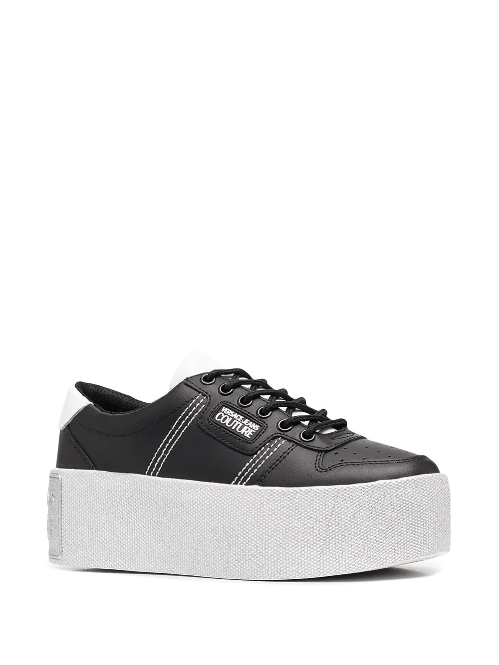 platform sole leather low-top sneakers - 2