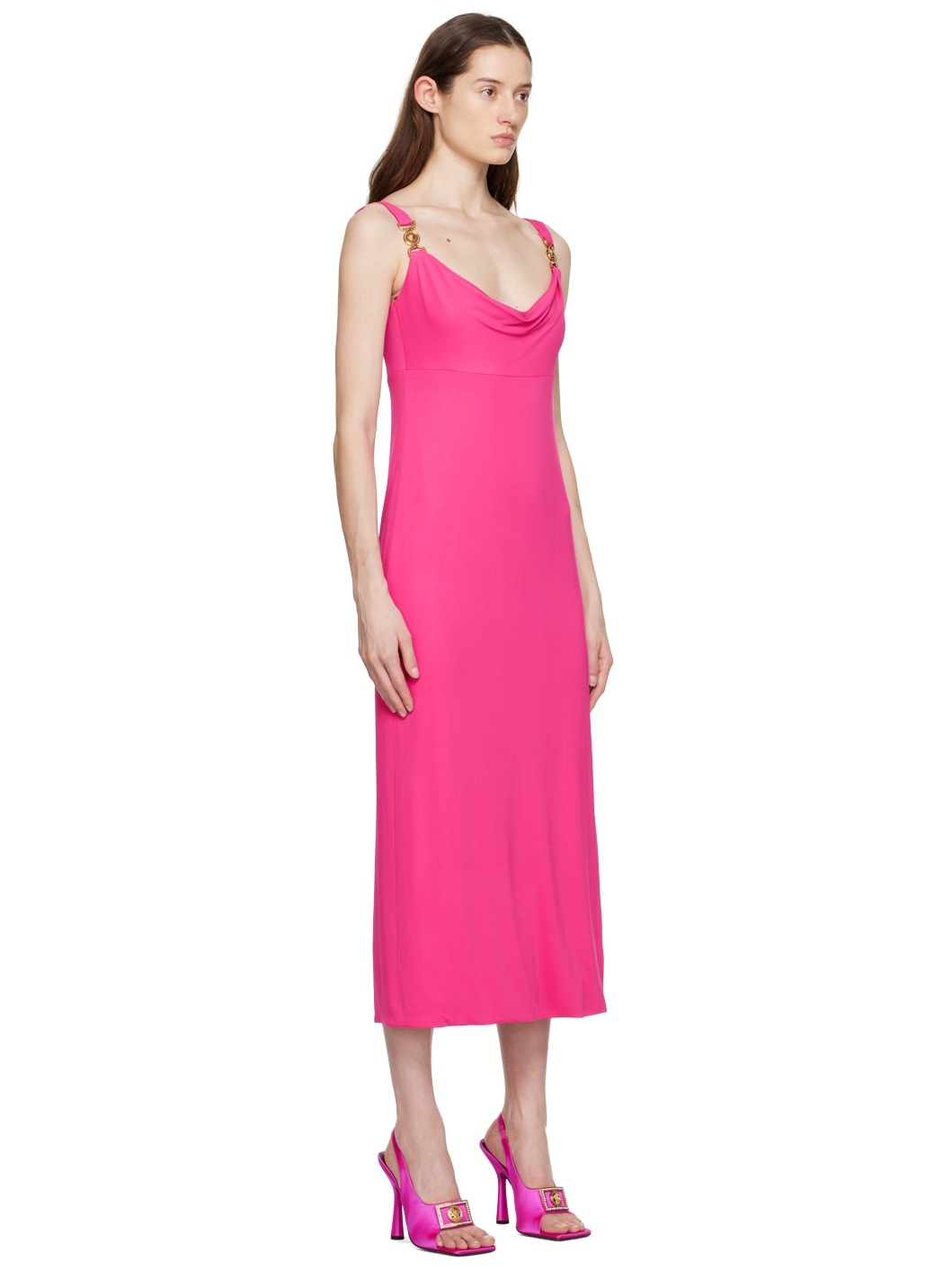 Pink Cowl Neck Maxi Dress - 2