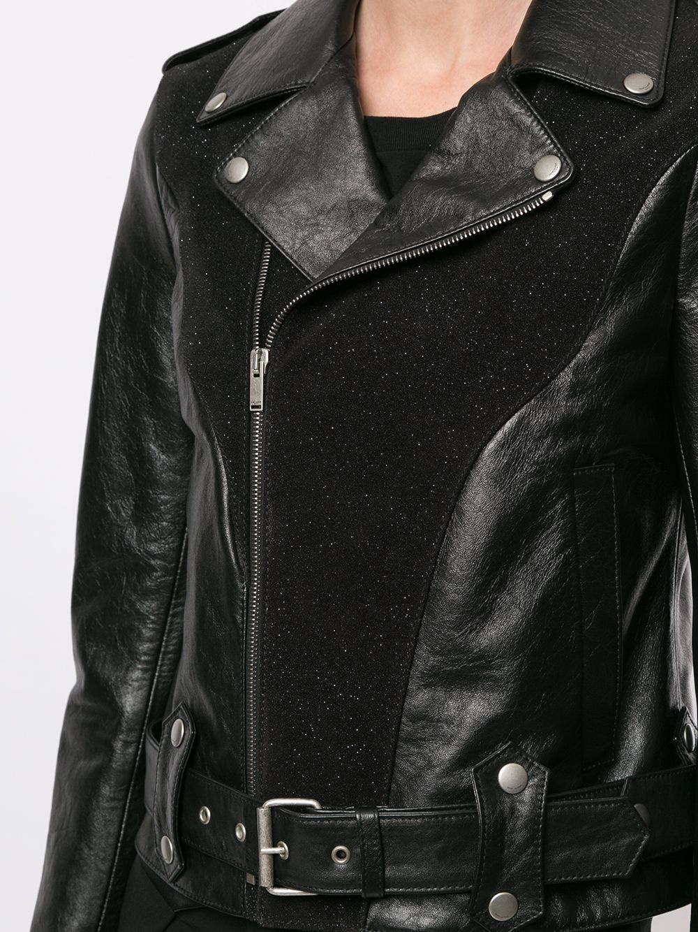 glitter detailing biker jacket - 5