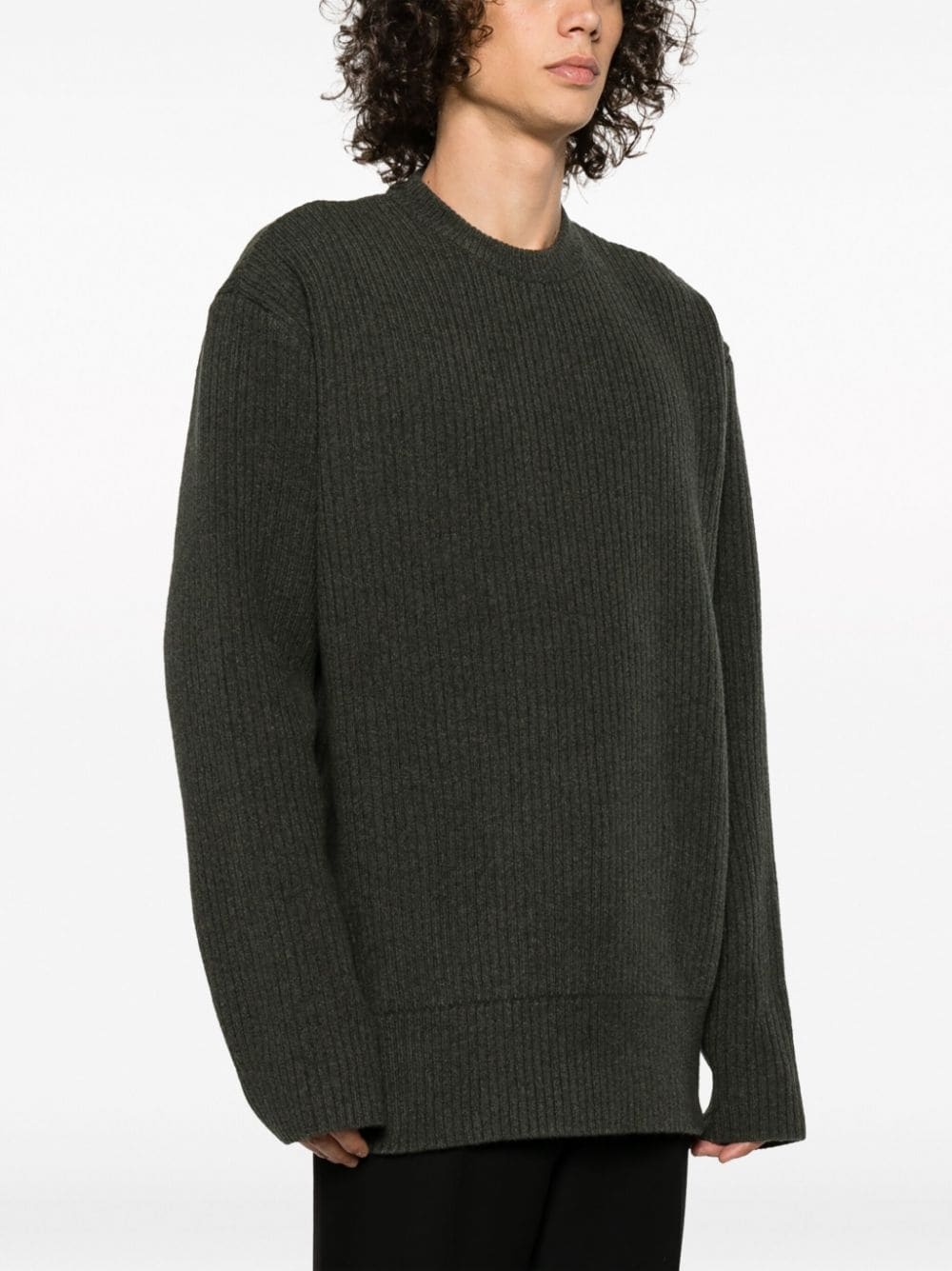 ribbed-knit wool crew-neck jumper - 3