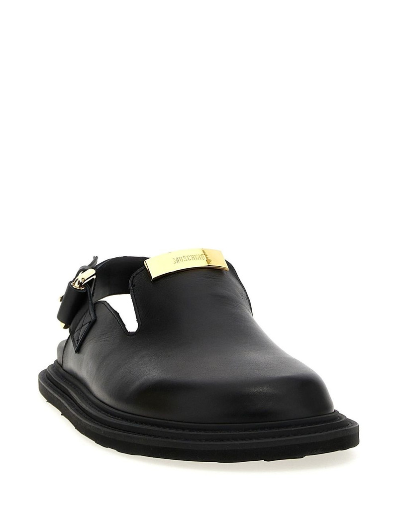 Moschino logo-plaque leather sandals outlook