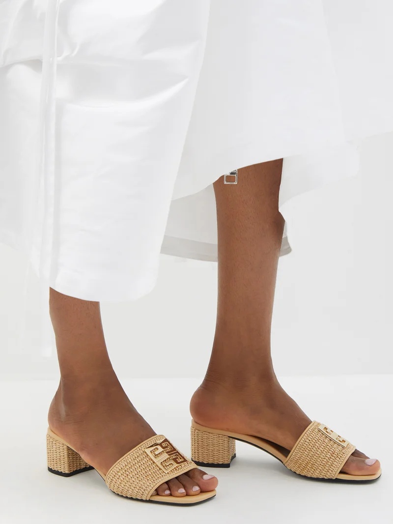 4G-plaque 45 faux raffia sandals - 3