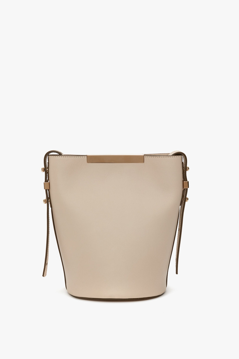 Mini Bucket Bag In Cream Leather 5
