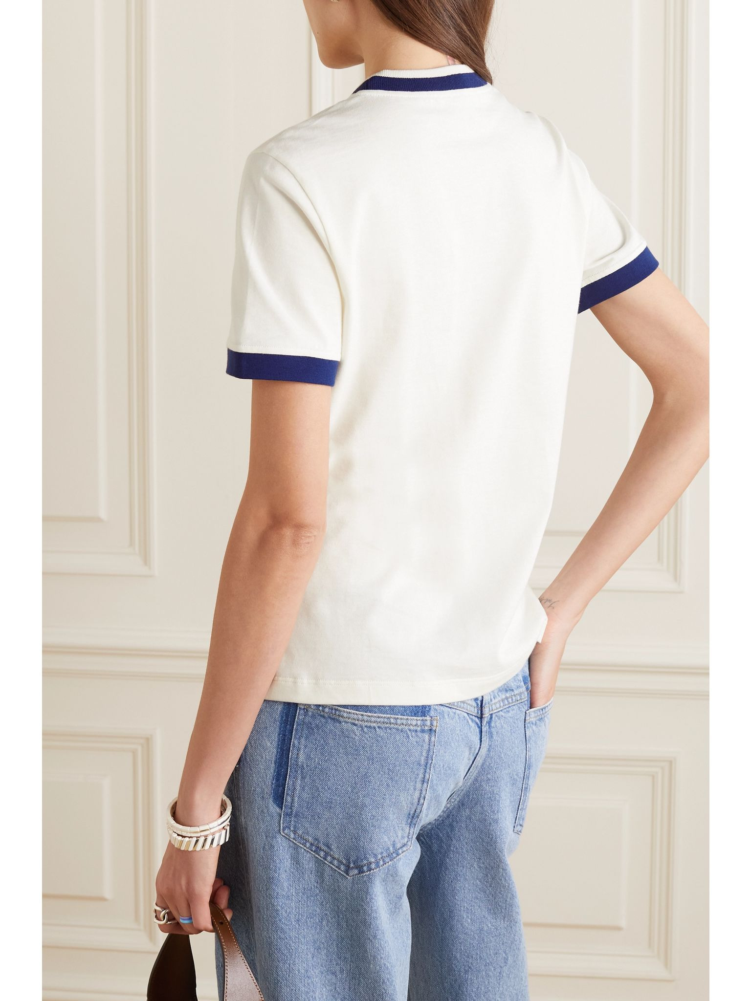 Embroidered cotton-jersey T-shirt White - 4