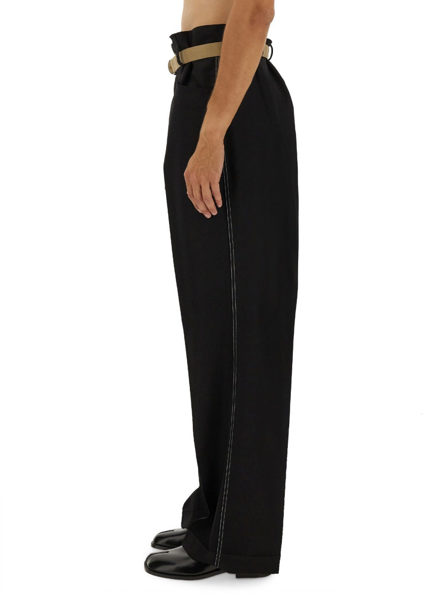 Pants With Pleats And Belt - 4