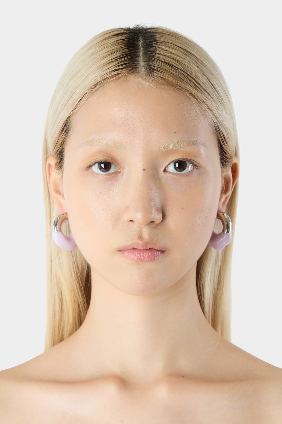 SMALL RUBBERIZED EARRINGS SILVER / liliac - 3