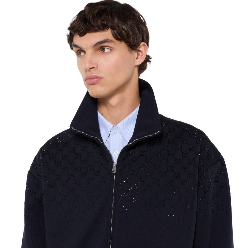 Technical jersey zip jacket with crystals 3