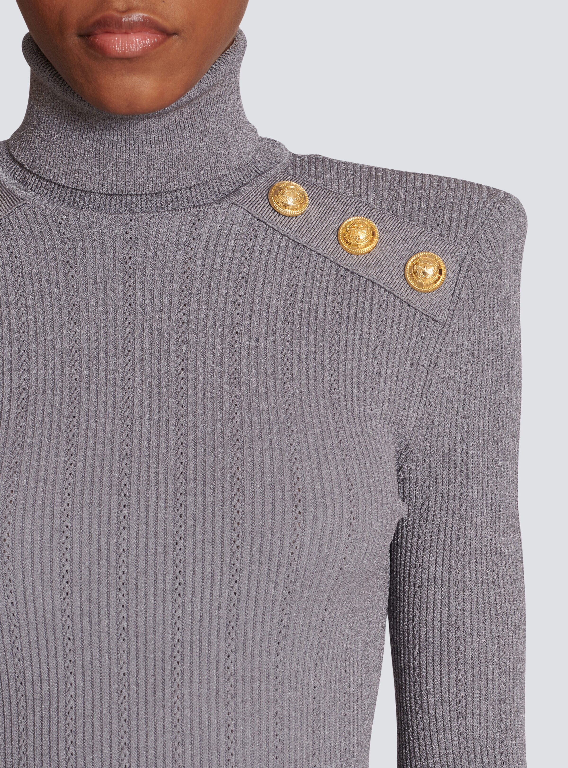 Knit jumper with gold buttons - 7