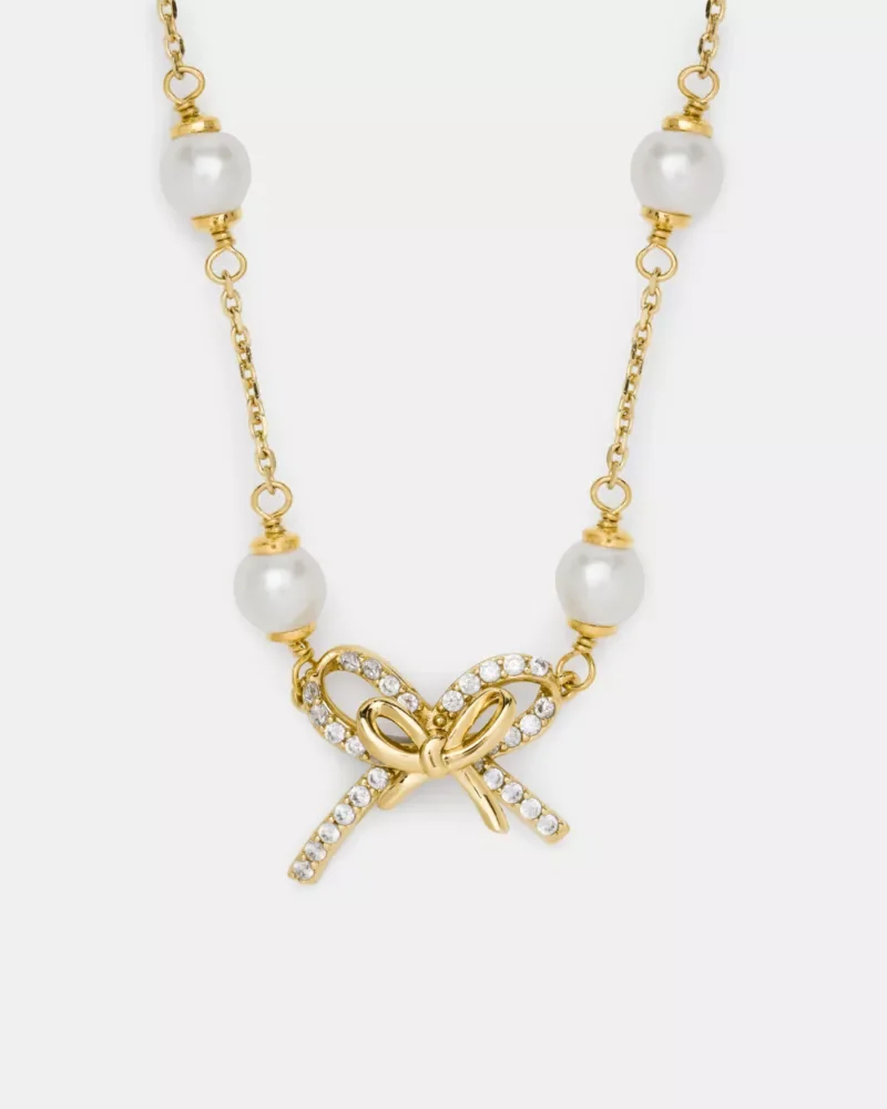 Girlie Pearlie Pearl Bow Scatter Necklace - 1