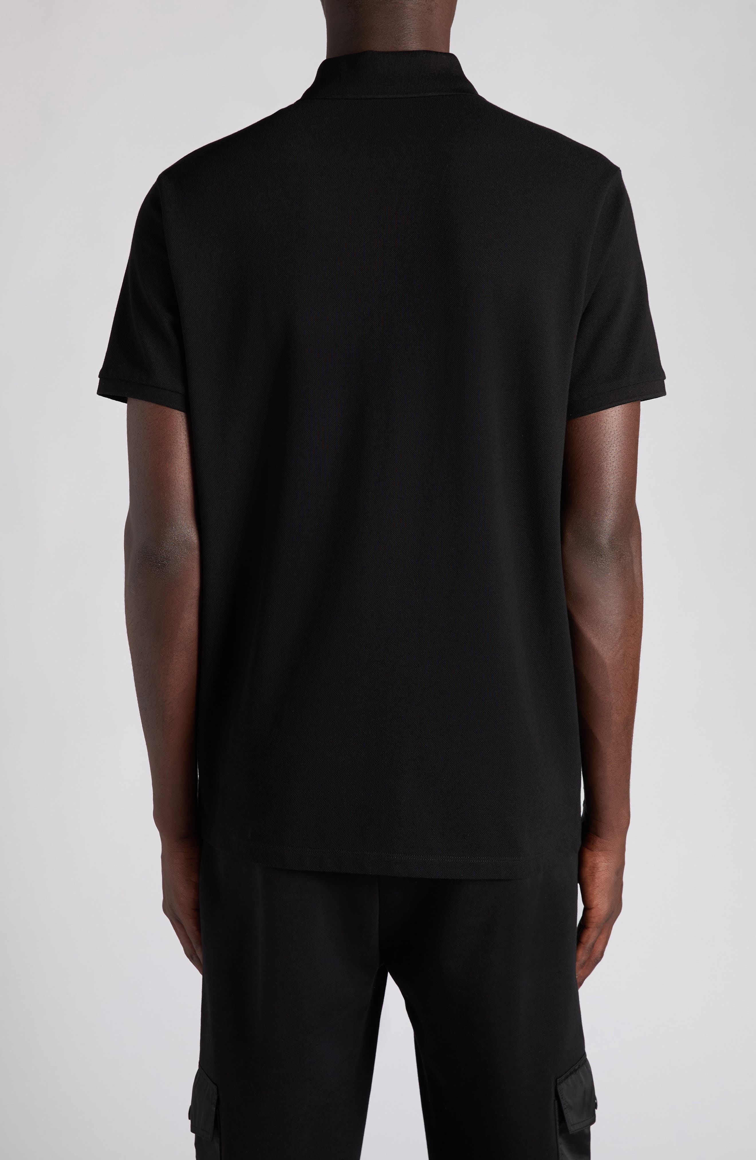 Moncler Logo Patch Pocket Zip Polo in Black at Nordstrom - 3