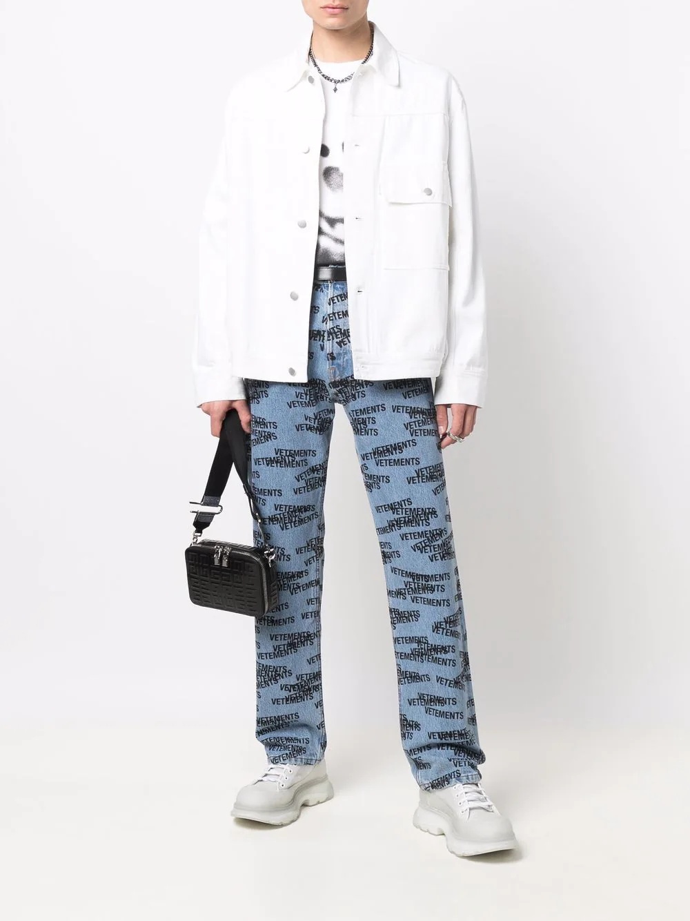 logo-print straight jeans - 2