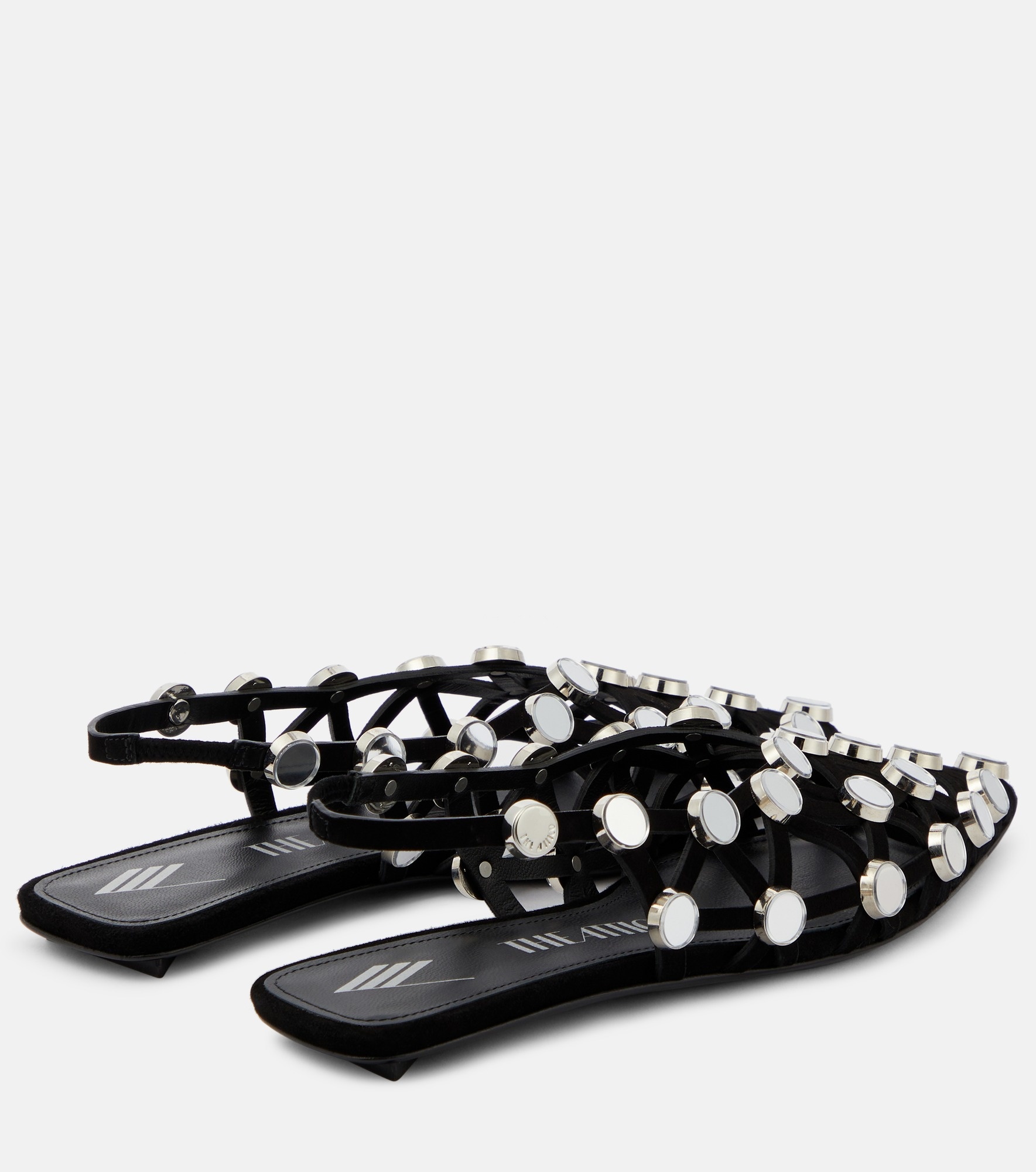 Grid embellished suede ballet flats - 3