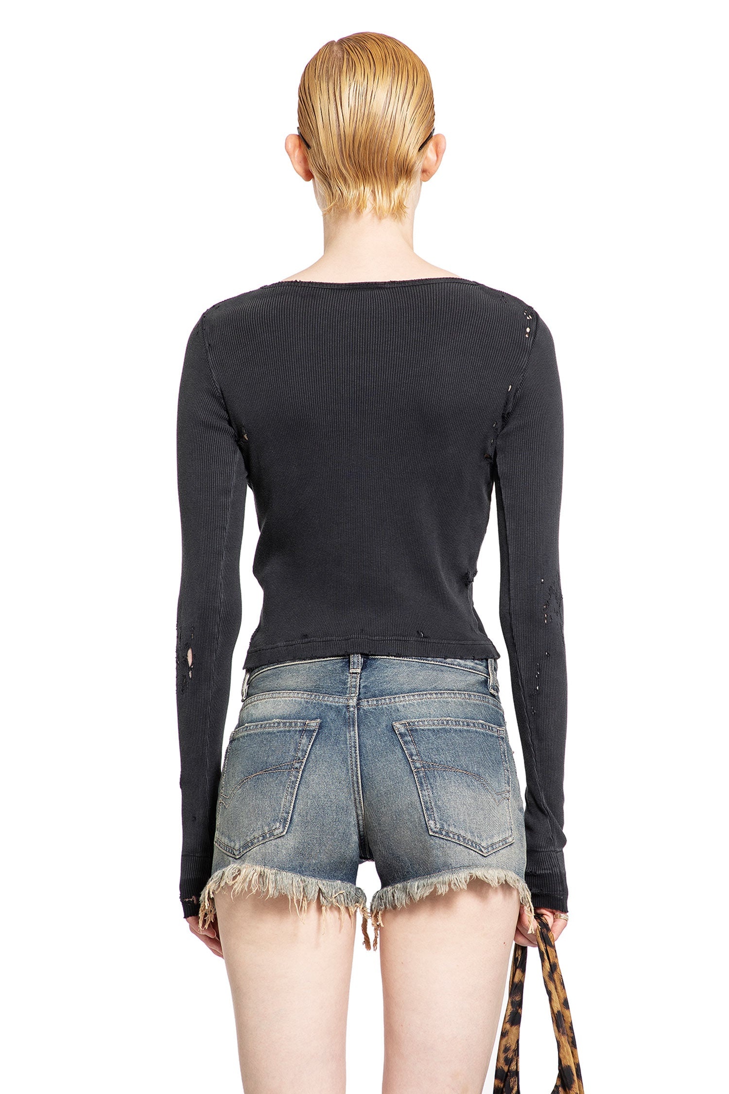 BALENCIAGA Distressed-Lingerie-Top-In-Ribbed-Cotton