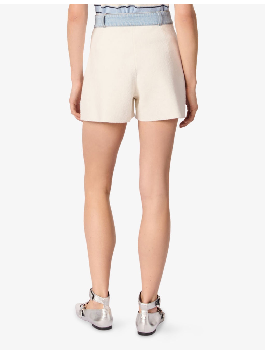 Button-Embellished Contrast-Trim Stretch-Cotton And Denim Shorts - 4