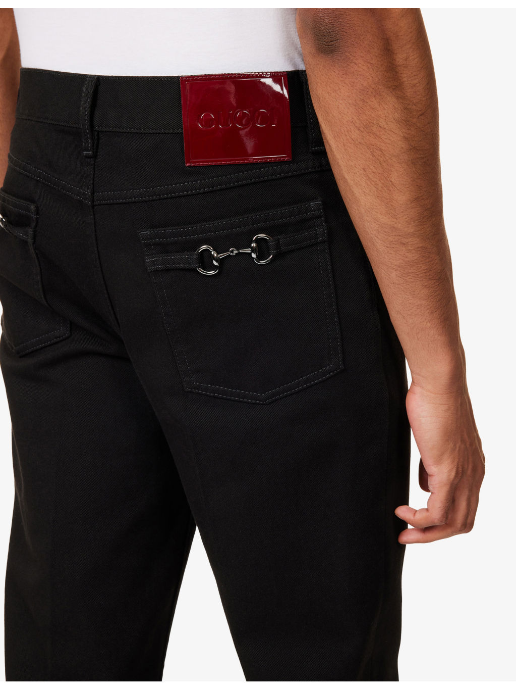 Horsebit-Chain Slim-leg Cotton Denim Jeans - 5