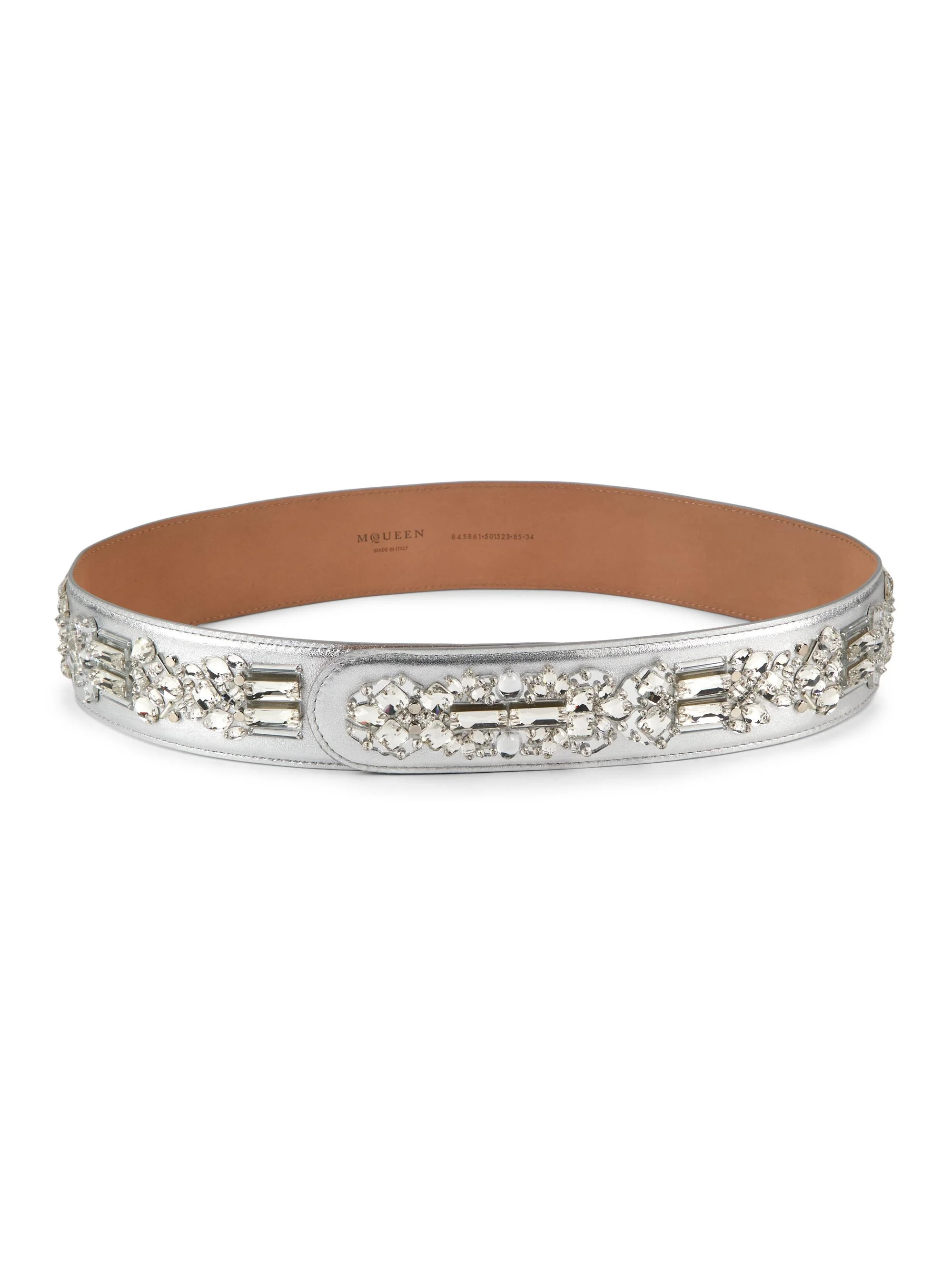 Women's Mirror Crystal Embroidery Belt - Silver - 1