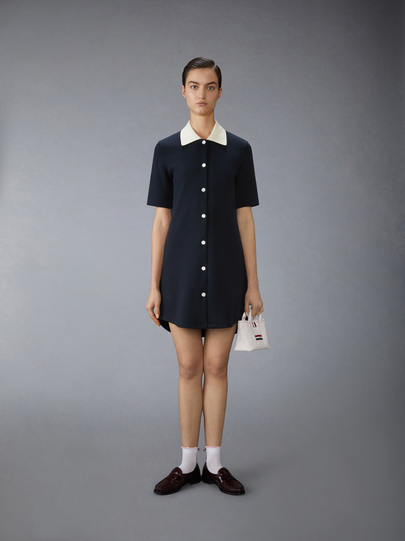 SOLID DOUBLE FACE KNIT POLO DRESS 5