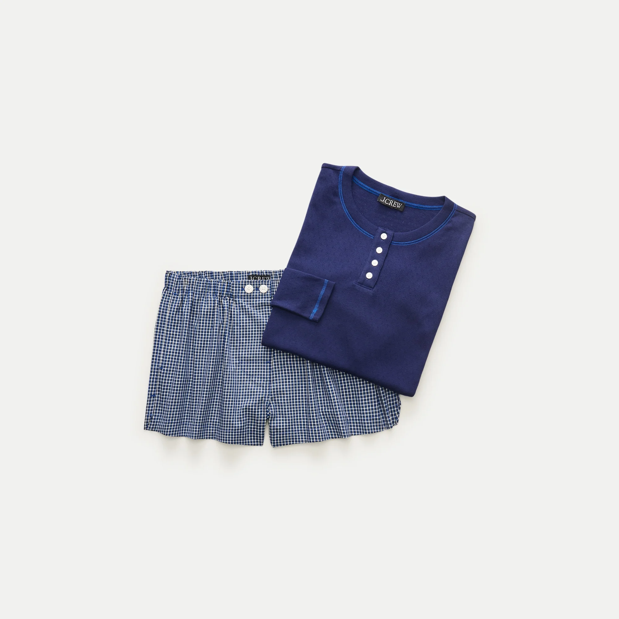 Pointelle tee and poplin boxer short pajama set - 1