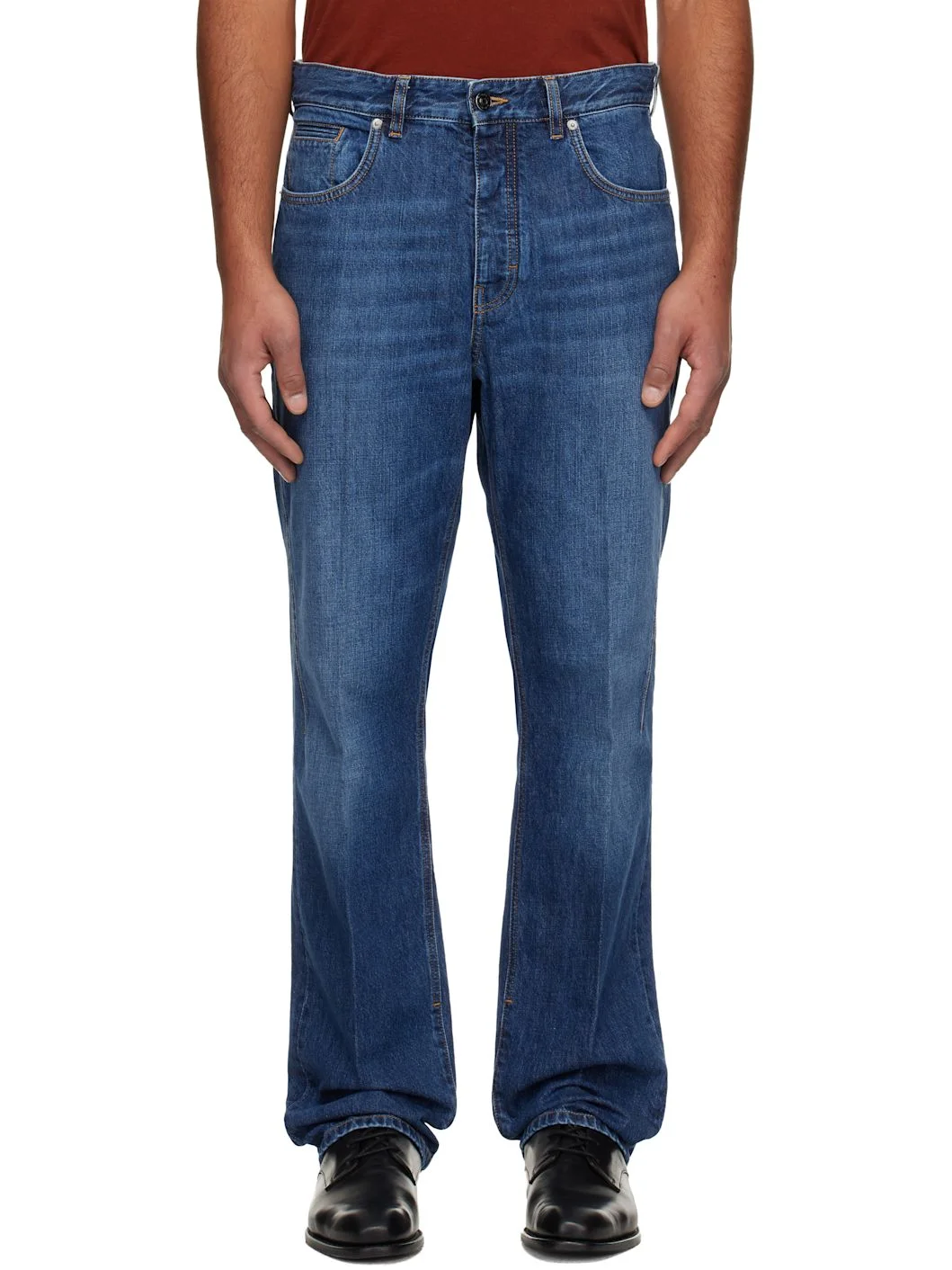 Navy Washed Straight Leg Jeans - 1