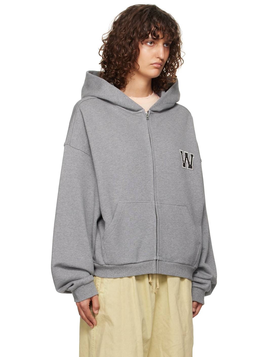 Gray Pearl Logo Zip-up Hoodie - 2