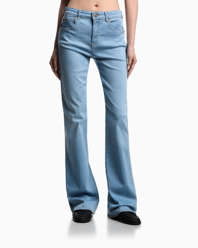 EMPORIO ARMANI J47 MID-HIGH RISE FLARED-HEM JEANS IN STRETCH DENIM outlook