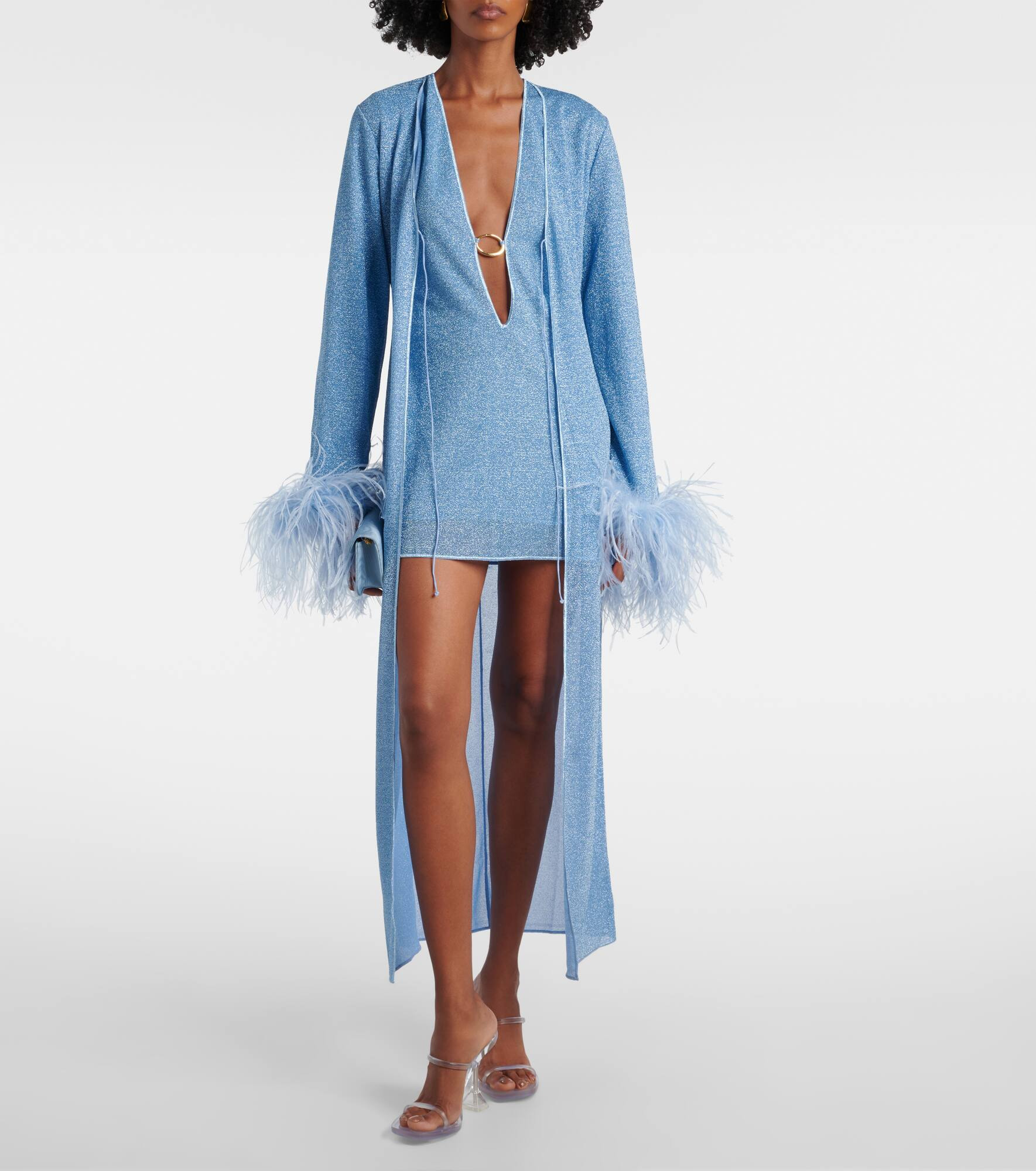 Lumière Plumage feather-trimmed robe - 2