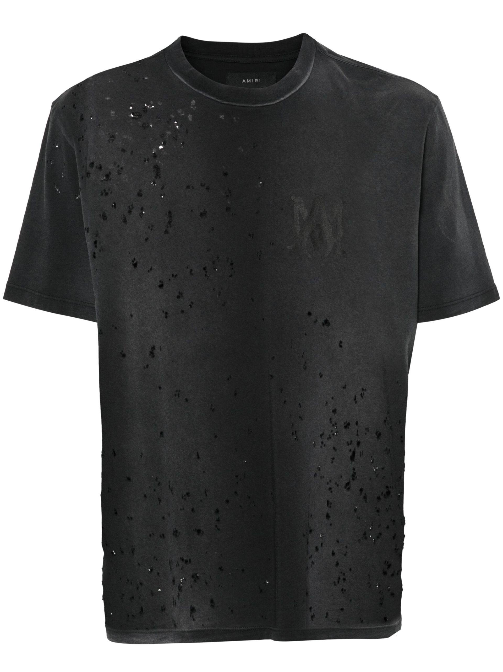 Black MA Logo Print Distressed T-Shirt - 1