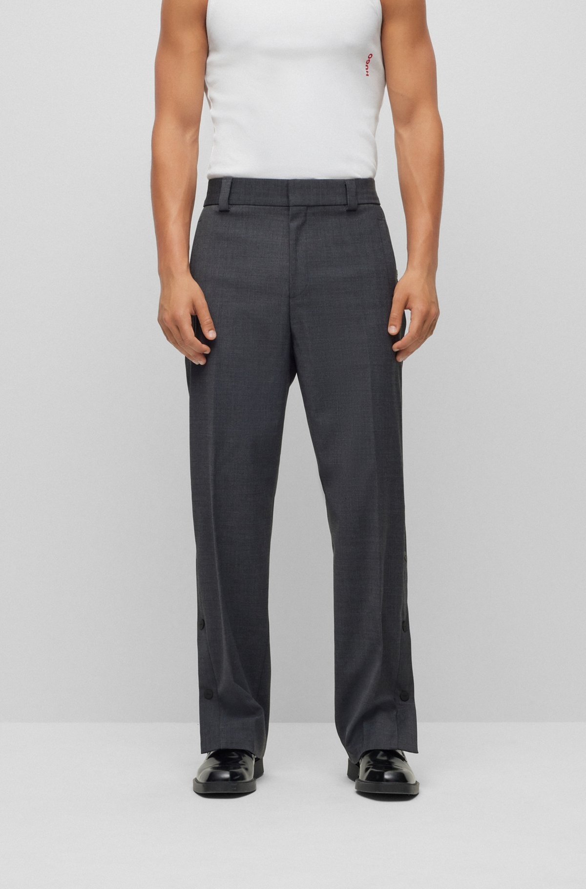 SLIM-FIT TROUSERS WITH PRESS-STUD SIDE SEAMS - 2