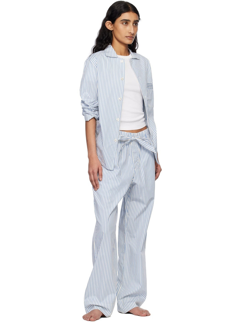 TEKLA Off-White & Blue Poplin Pyjama Pants outlook
