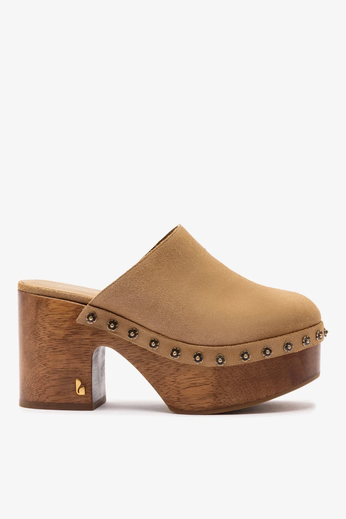 Miso Wooden Platform Clog In Peanut Suede - 1