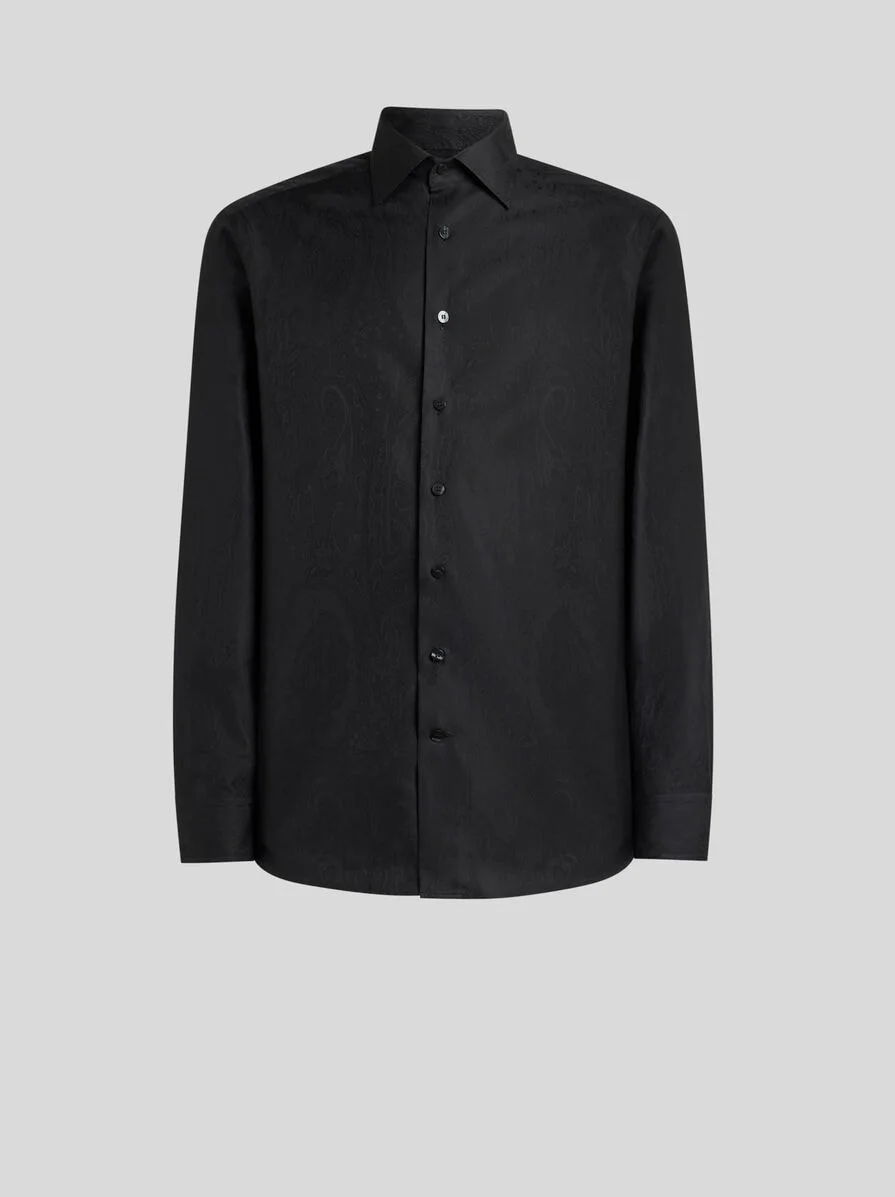 COTTON JACQUARD SHIRT WITH ARNICA MOTIF - 1