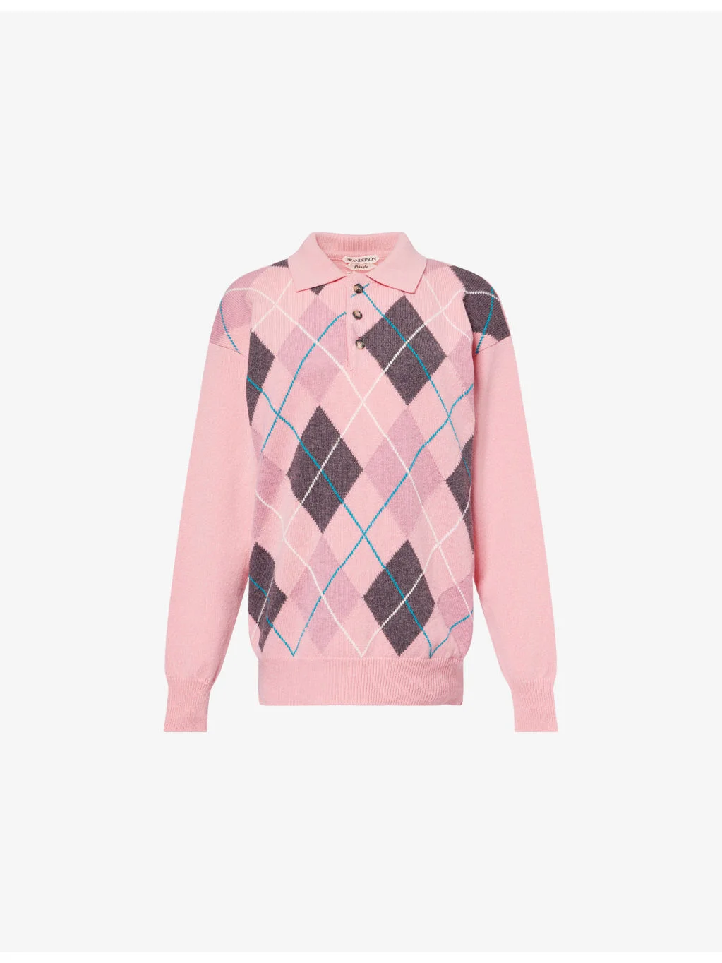 JW Anderson x Pringle Argyle Knitted Wool Polo Jumper - 1