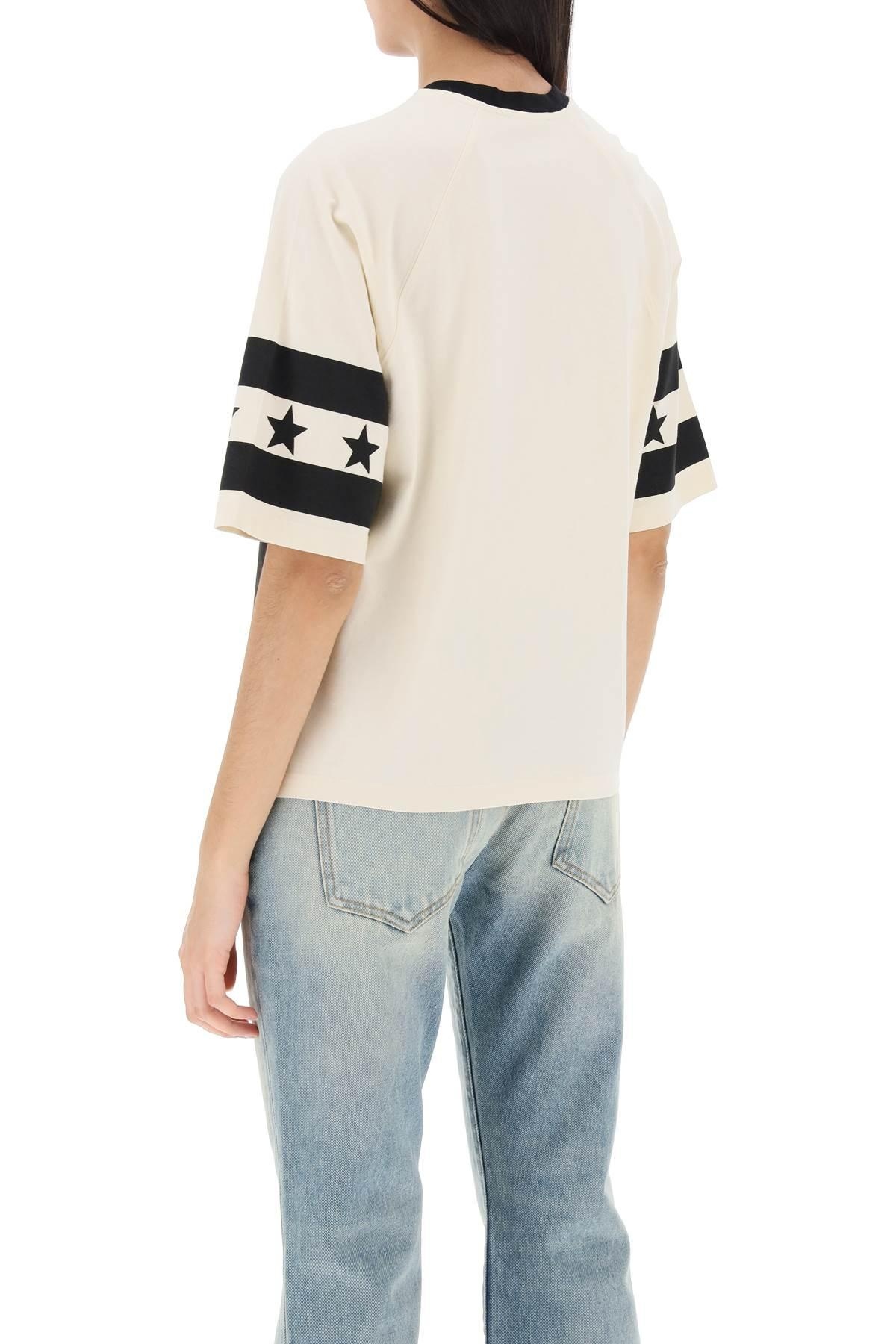 CROPPED T-SHIRT WITH STAR AND LOGO PRINTS - 4