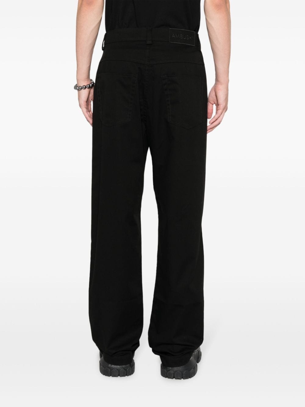 zip-up cotton loose-fit trousers - 4