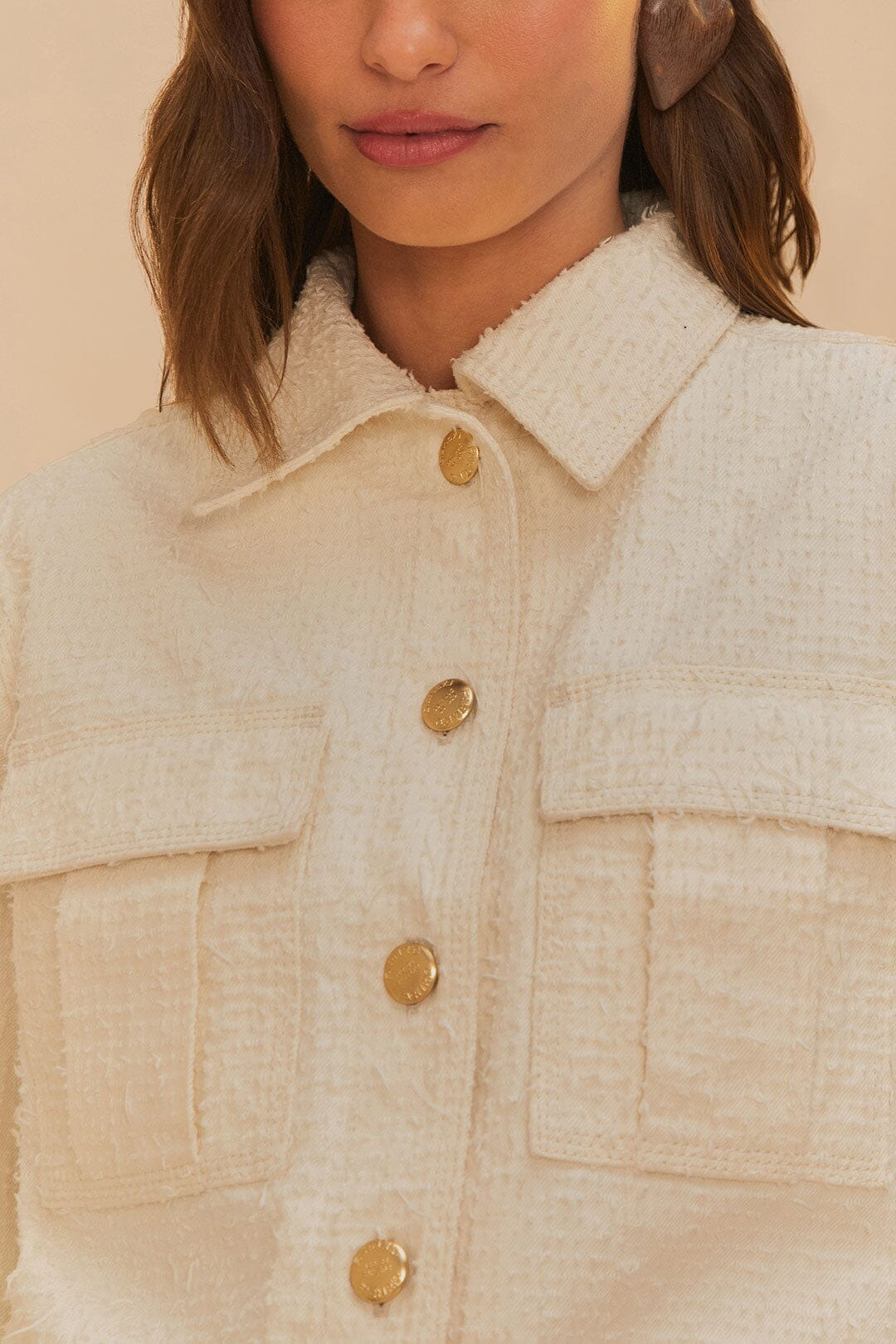 Off-White Twill Laser Crop Jacket - 3