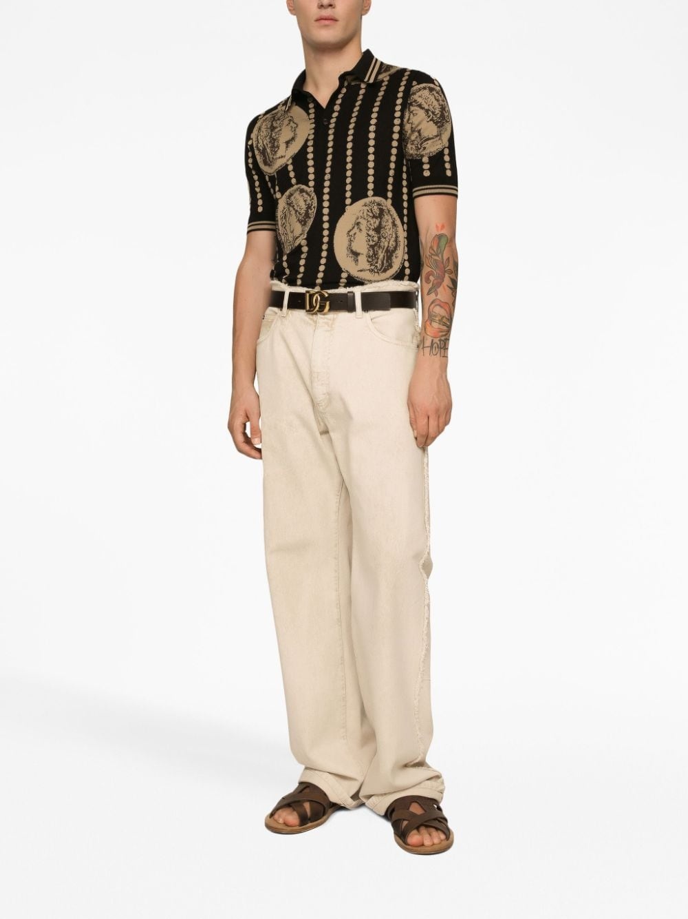 frayed-trim loose-fit jeans - 2
