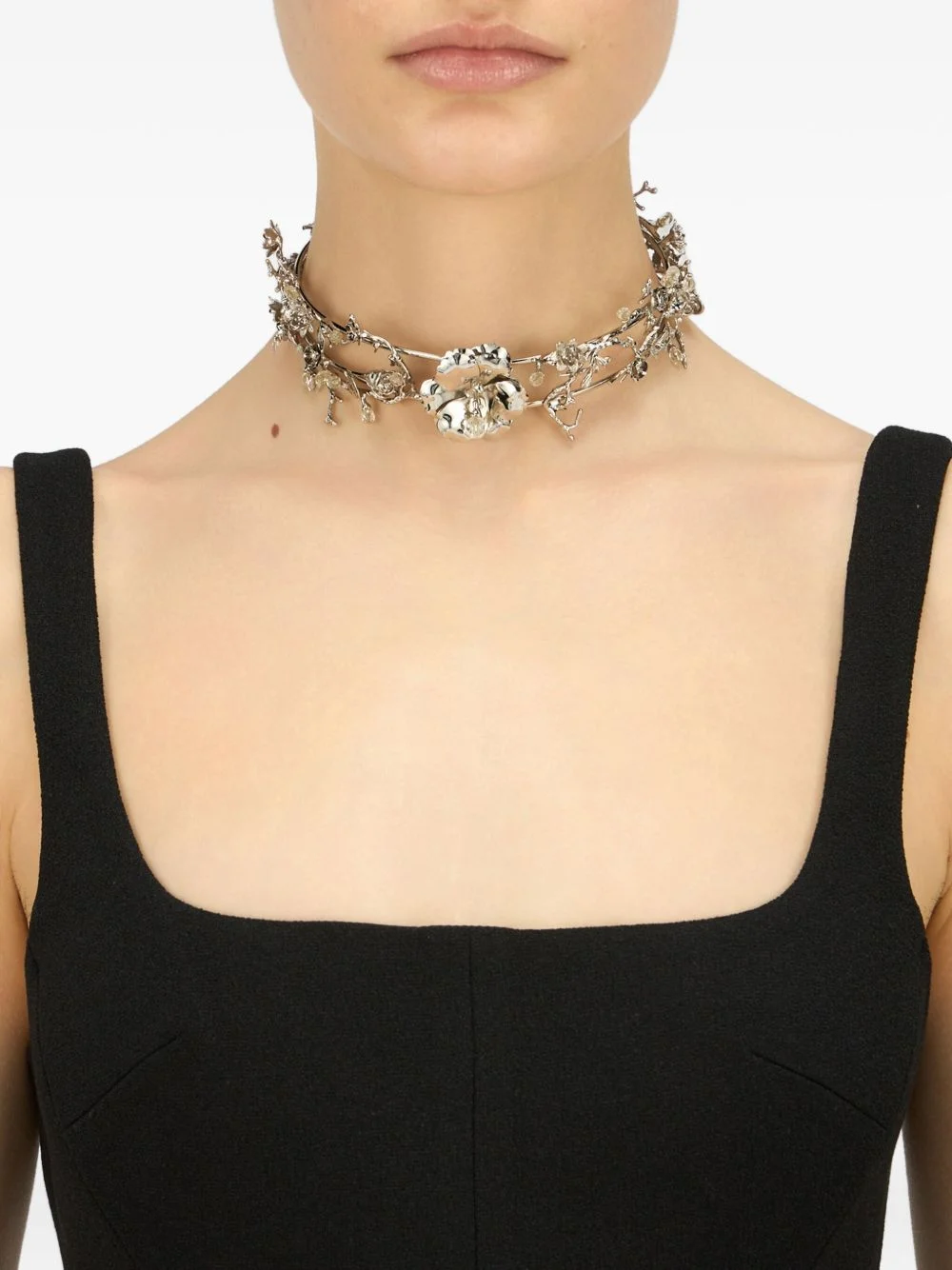 floral-motif choker necklace - 1
