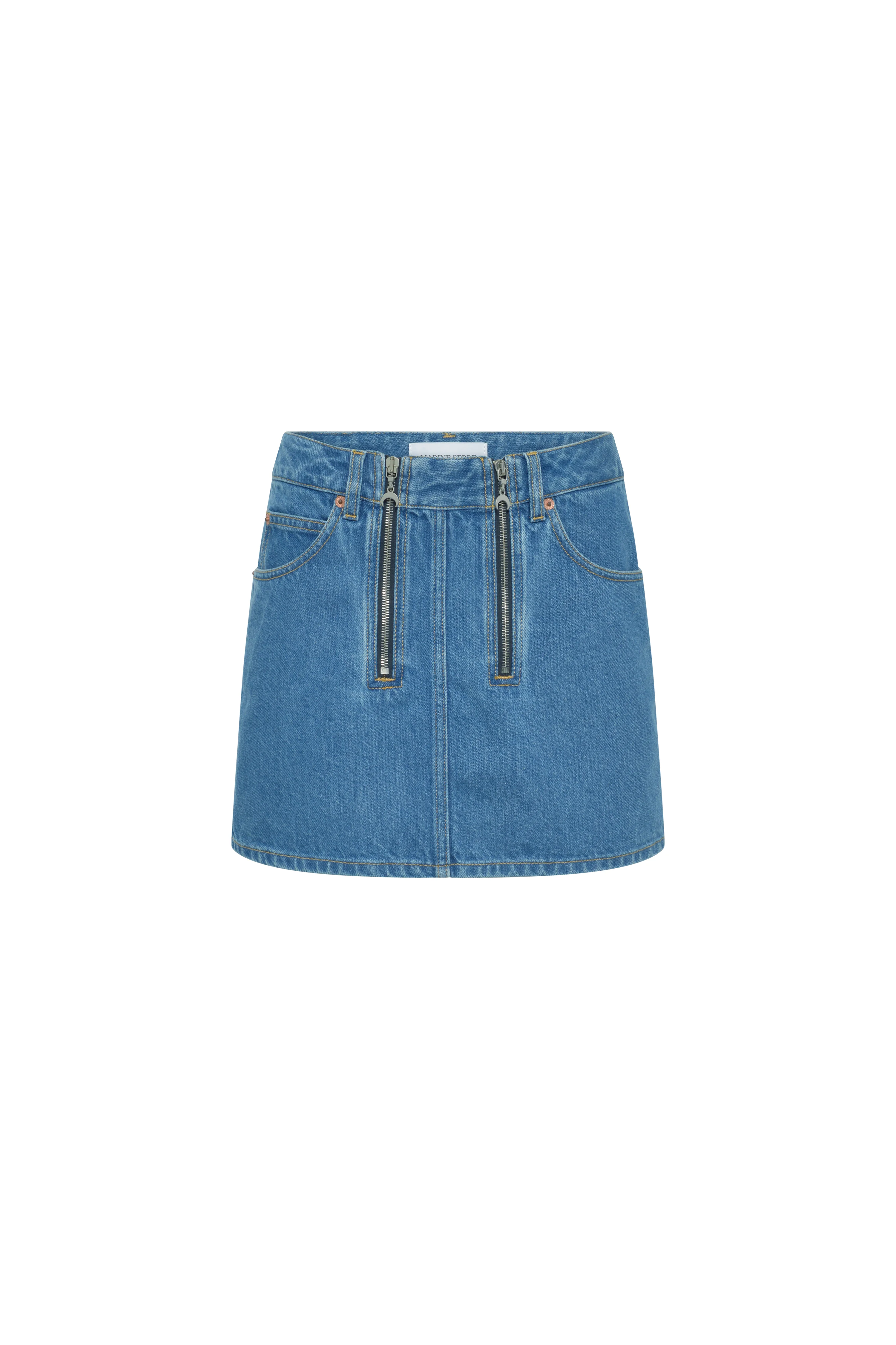 Light blue denim zipped mini skirt organic cotton - 1