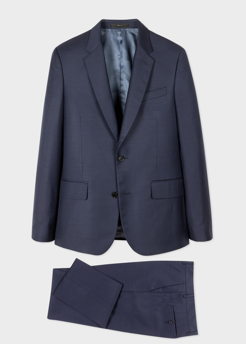 Tailored-Fit Navy Sharkskin Suit 1