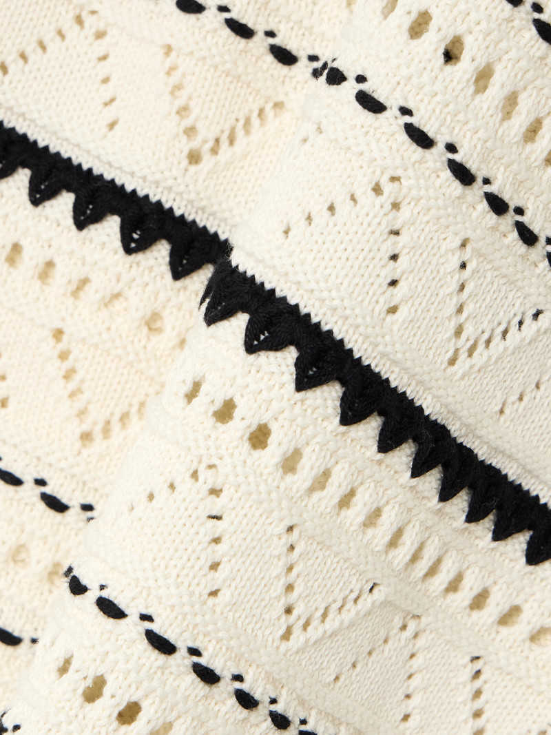 Athena Two-tone Pointelle-knit Cotton Vest 4
