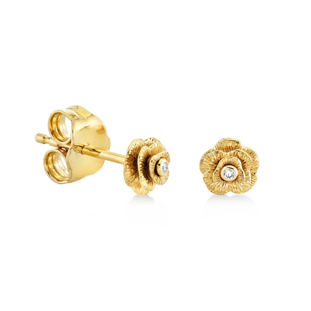 Tiny Rose Studs - Pair - 1