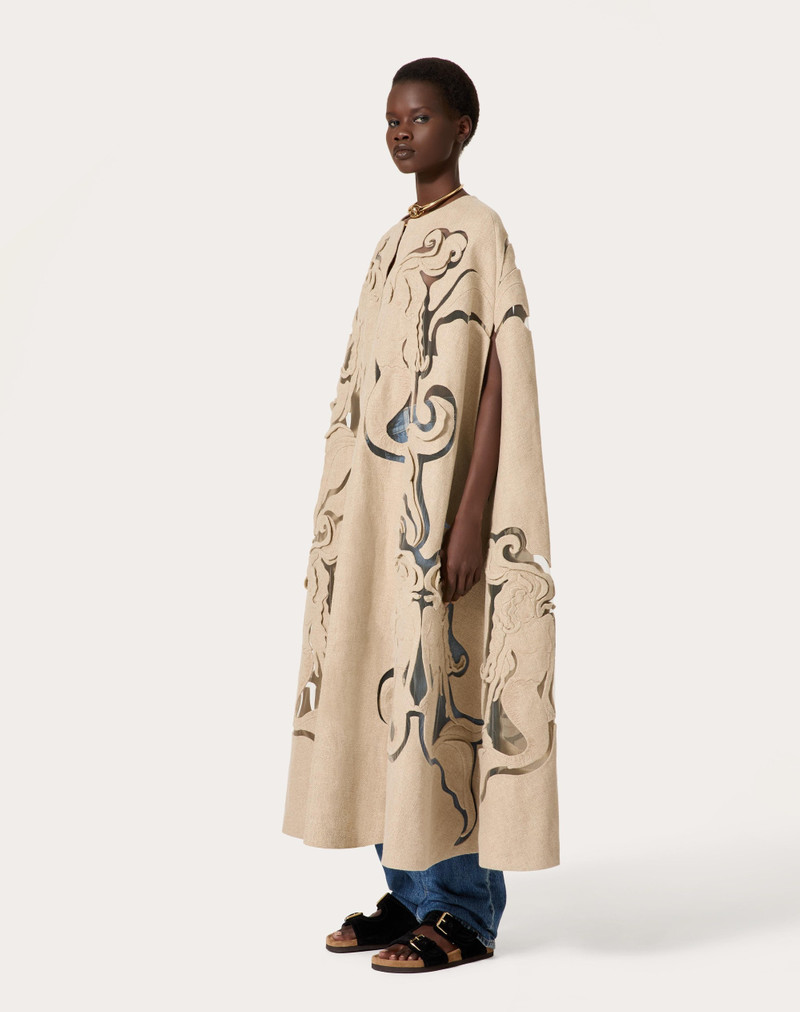 Valentino EMBROIDERED LINEN CANVAS CAPE outlook