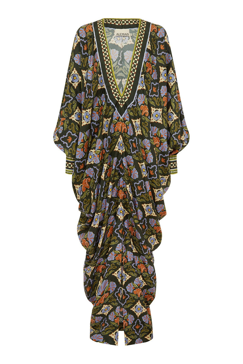 Cece V Neck Silk Midi Dress 1