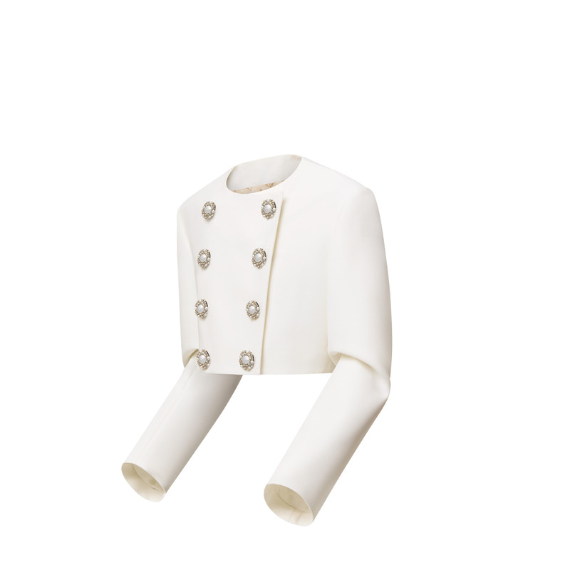 Louis Vuitton Cropped Jewel Button Mikado Jacket outlook